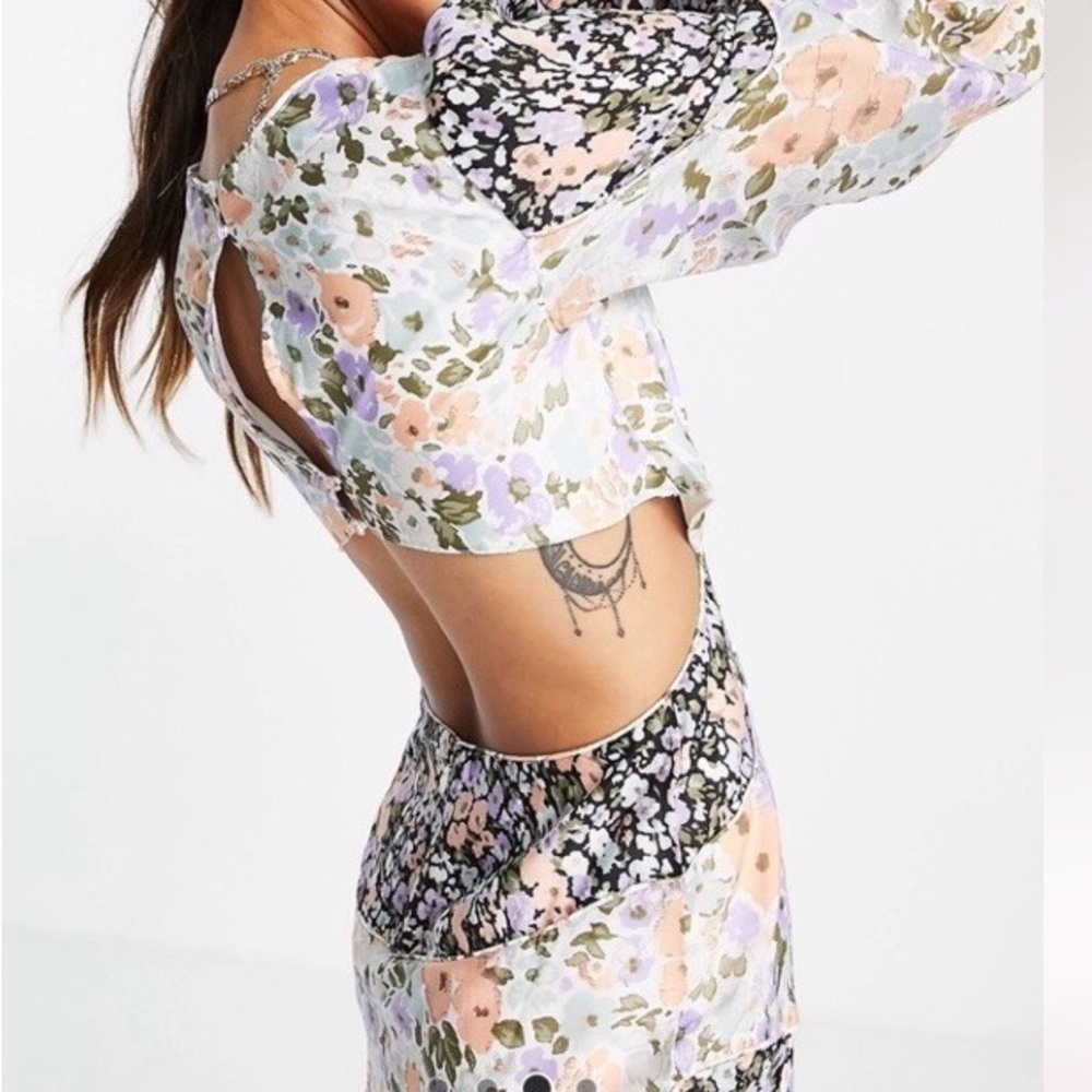 ASOS Floral Maxi Dress in Black and Pastel Floral - Picture 4 of 4